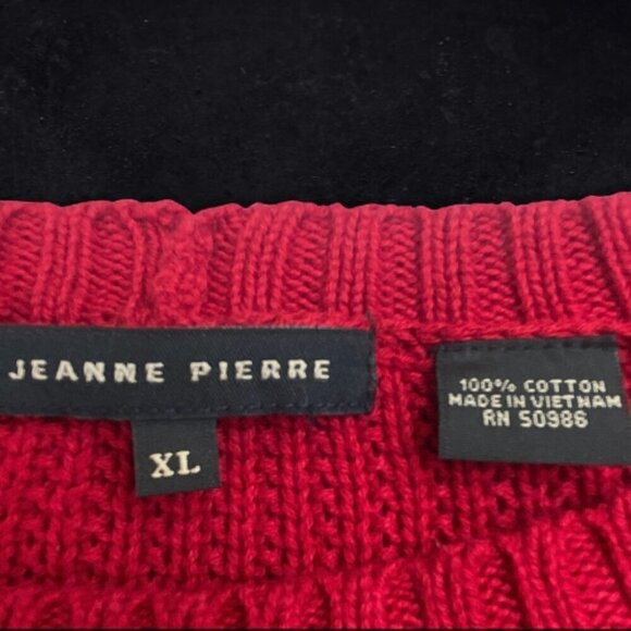 Jeanne Pierre Sweater Cable Knit Button-Side 100% Cotton Red Women's Size US XL - Picture 2 of 10